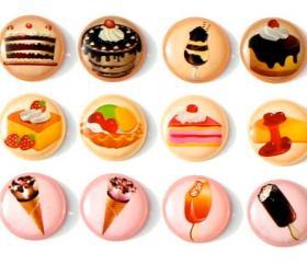 Yummy Delight Desserts - 12 Pieces 3D Semi-circular Home Button iPhone iPad Decals Stickers