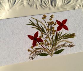 Red - Handmade Pressed Flowers Card