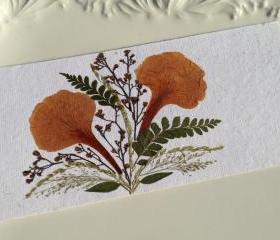 Orange - Handmade Pressed Flowers Card