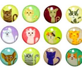 Kitty Cat - 12 Pieces 3D Semi-circular Home Button iPhone iPad Decals Stickers