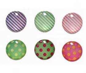 Dots and Stripes - 6 Piece Home Button Stickers for Apple iPhone, iPad, iPad Mini, iTouch