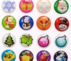 Christmas - 24 Pieces 3D Semi-circular Home Button iPhone iPad Decals Stickers