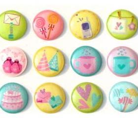 Celebration - 12 Pieces 3D Semi-circular Home Button iPhone iPad Decals Stickers