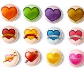 Love Hearts - 12 Pieces 3D Semi-circular iPhone iPad Home Button Decals Stickers
