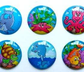 Ocean Life - 6 Piece Home Button Stickers for Apple iPhone, iPad, iPad Mini, iTouch