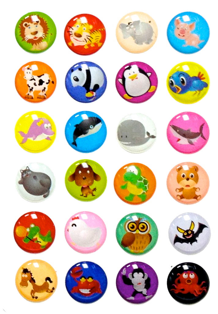 Goofy Zoo Animals - 24 Pieces 3D Semi-circular Home Button IPhone IPad