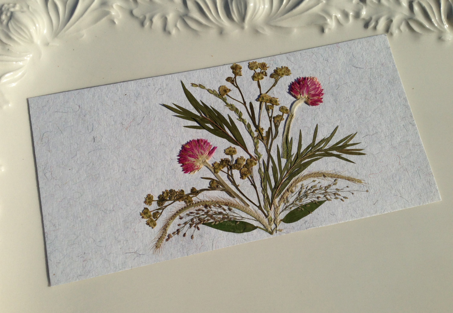 Pink Handmade Pressed Flowers Card on Luulla